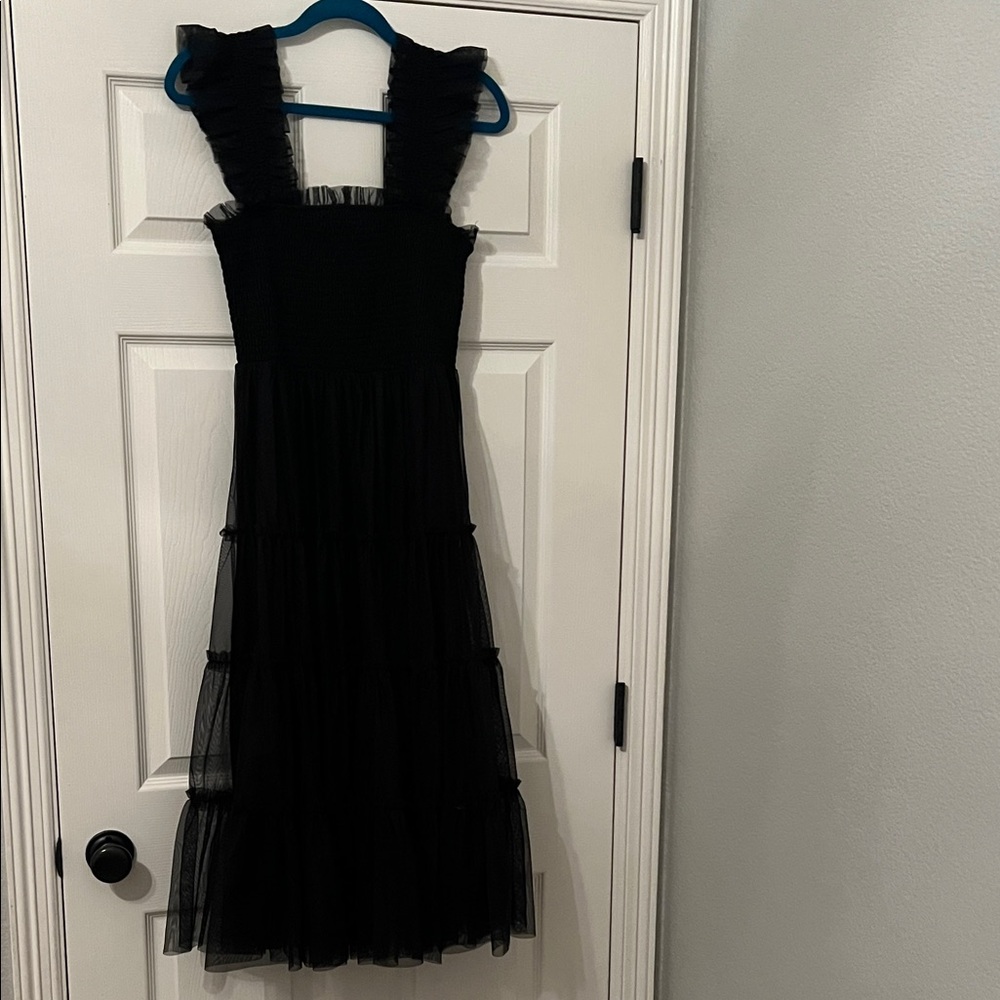 Baltic Born Black Midi Dress with Ruffles